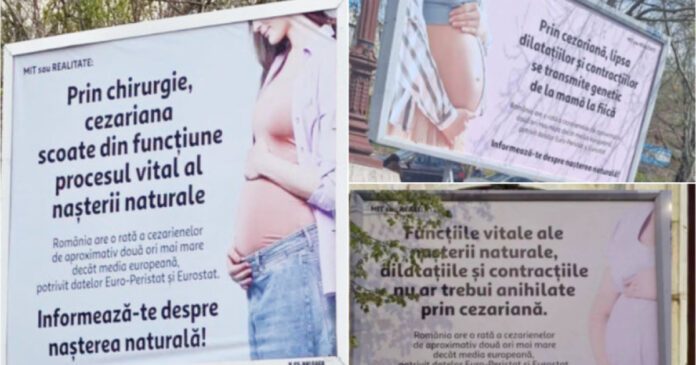 Amenzi ANPC pentru panourile cu mesaje anti-cezariană din București: 30.000 de lei sancțiune
