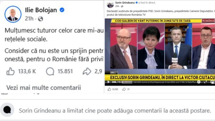 Bătălia politică pe Facebook: Bolojan, comentarii și reacții la liber, Grindeanu și-a închis comentariile și nu poți vedea reacțiile utilizatorilor individual / Postările premierului, de 11 ori mai multe reacții și distribuiri decât atacurile șefului PSD