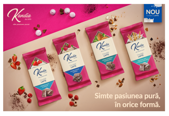 Kandia Dulce revine pe piața românească cu o nouă imagine și patru sortimente inovatoare de ciocolată cu lapte