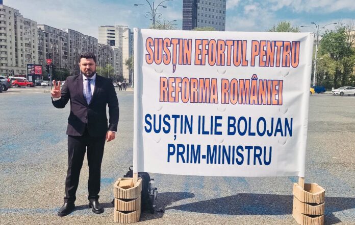 Primarul Bogdan Loghin (PNL) susține public premierul Ilie Bolojan în Piața Victoriei