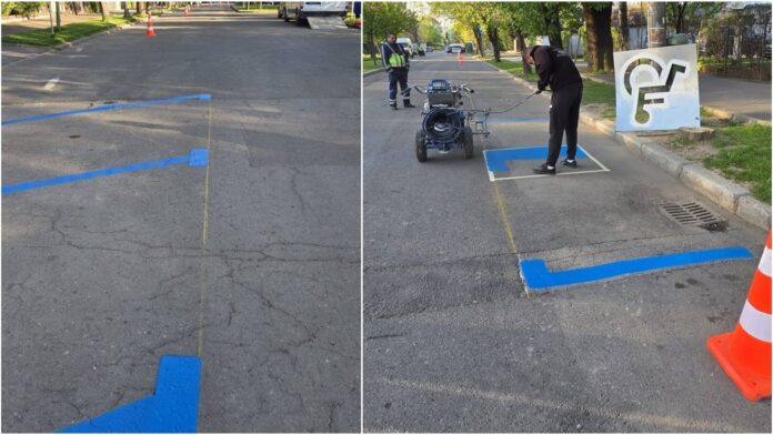 VIDEO | PMB: Refacem marcajele din parcările albastre. Bucureștean: Vă rog să planificați în iunie următoarea lucrare, până găsiți o vopsea care să țină minimum 2 ani