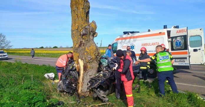 Accident fatal pe DN38: o tânără de 21 de ani a decedat după impactul cu un copac la 130 km/h