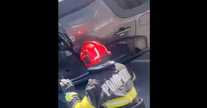 Accident în parcarea unui mall din Pitești: o femeie rănită după răsturnarea unei mașini conduse de un șofer de 70 de ani