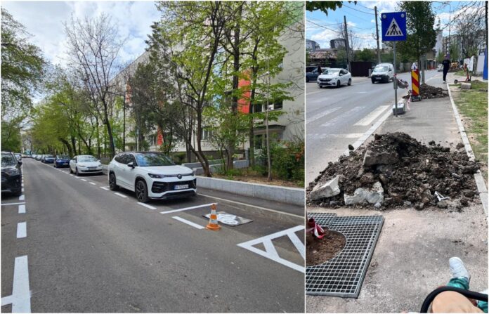 FOTO | „Ce frumos e orașul nostru pe internet!” Dl. Băluță se fălește că reface marcaje în parcări, bucureștenii din S4 îl poftesc pe trotuare și străzi pline de gropi