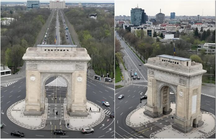 VIDEO | PMB ne invită într-un București paralel, de unde s-a întors prin Portalul de Nord. În Capitala din Dimensiunea 2, traficul de la Arcul de Triumf e superb (și nu-s benzi STB)